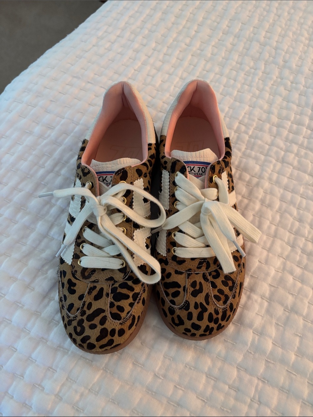 Leopard Print Low-Top Sneakers with Pink Lining
